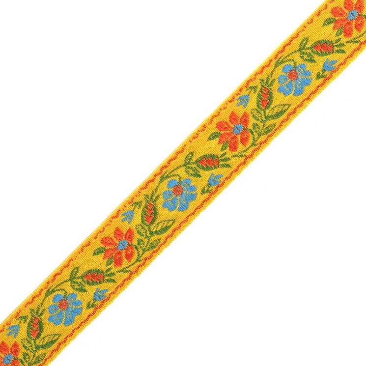 Лента отделочная жаккардовая арт.с1852г17 рис.8866 шир. 22-24мм цв. желтый в ассортименте уп.50 м