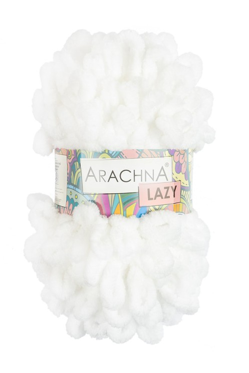 Пряжа ARACHNA LAZY (100% микрополиэстер) 5х100г/8,5м цв.01 белый