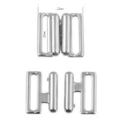 Пряжка-застежка для купальников металл арт.035R (HJ-3) 15мм цв.никель уп.100шт А