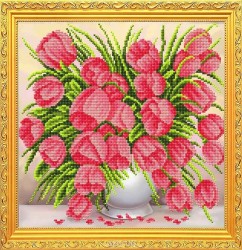 Рисунок на ткани бисером БЛАГОВЕСТ арт.К-3108 Нежные тюльпаны 28x29/5 см упак (1 шт)