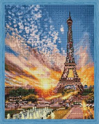 Алмазная вышивка Эйфелева башня на закате QA202805 40х50 тм Цветной