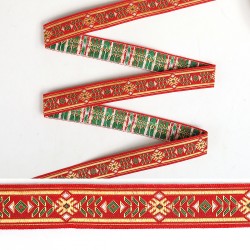 Лента отделочная жаккардовая арт.с1852г17 рис.8130 шир.22-24мм цв.красно-желтый уп.25м