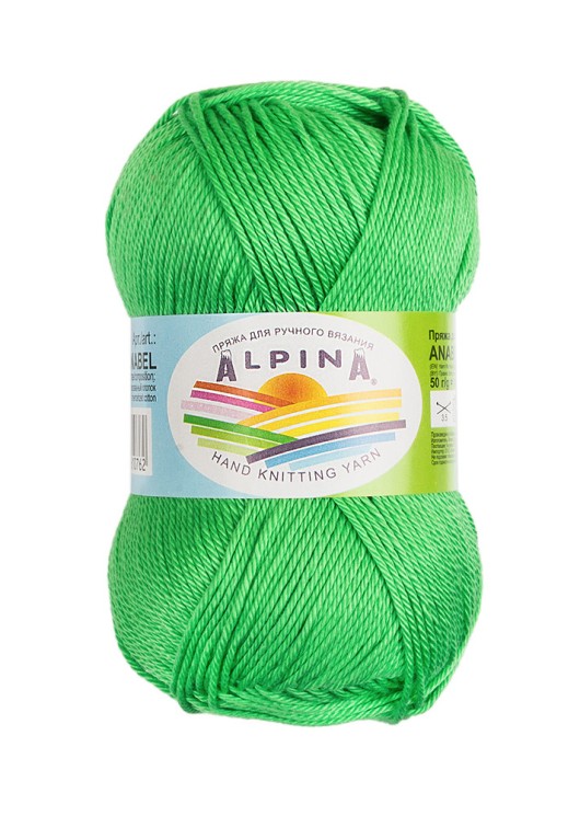 Пряжа ALPINA ANABEL (100% мерсеризованный хлопок) 10х50г/120м цв.109 яр.зеленый упак