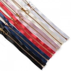 Молния MaxZipper мет. №5 золото атласная тесьма/ 60 см уп.6цв х 2шт