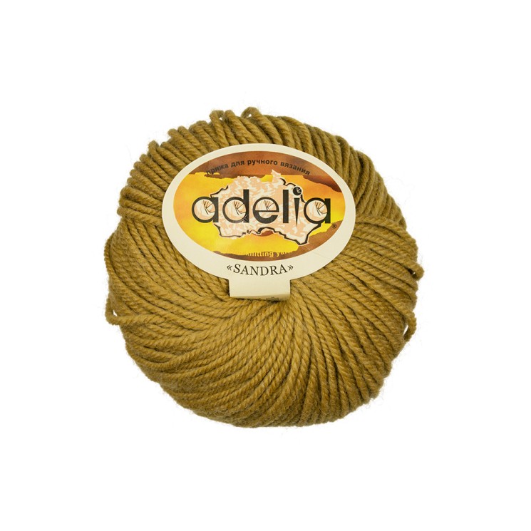 Пряжа ADELIA SANDRA (50% шерсть, 50% акрил) 10х50г/90м цв.04 св.хаки