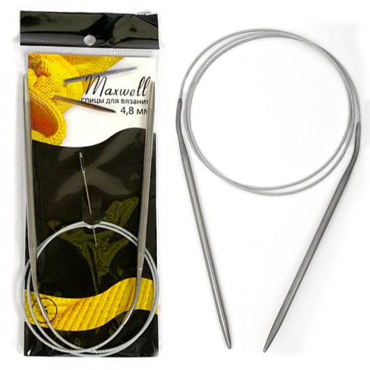 Спицы круговые для вязания на тросиках Maxwell Black 80 см арт.#6 4,8мм уп.10шт