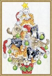 Набор для вышивания DESIGN WORKS арт.3419 Рождественская елка из кошек 30,5х45,5 см