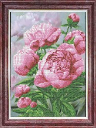 Рисунок на ткани КАРОЛИНКА арт. КБЦ-3048 Розовые пионы 26х36 см