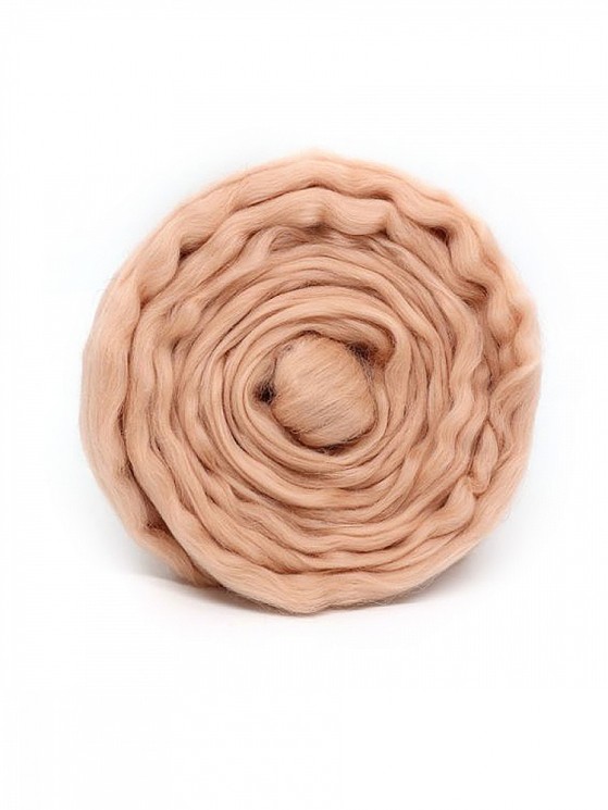 Шерсть для валяния ТРО "Гребенная лента" (100%полутонкая шерсть) 100г цв.0961 розово-бежевый