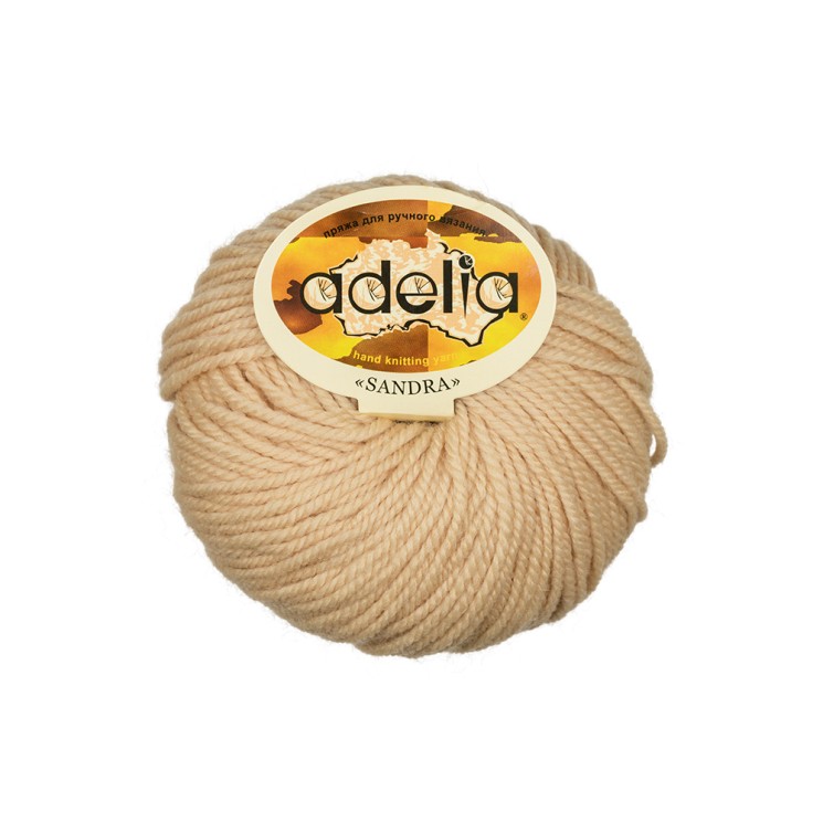 Пряжа ADELIA SANDRA (50% шерсть, 50% акрил) 10х50г/90м цв.03 бежевый