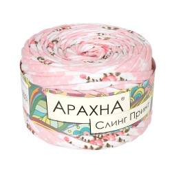 Пряжа ARACHNA Sling Print (100% хлопок) 6х160г/50м цв. 019 цветочек-бело-розовый