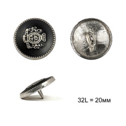 Пуговицы металлические С-ME337 цв.серебро/черный 32L-20мм, на ножке, 12шт
