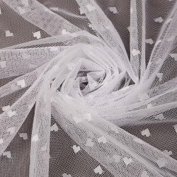Сетка эластичная 'Сердечки' KRUZHEVO арт.OLG015 55г/м ш.150см цв.01 белый уп.20м