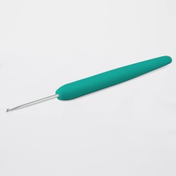 30903 Knit Pro Крючок для вязания с эргономичной ручкой Waves 2,5мм, алюминий, серебристый/нефритовый