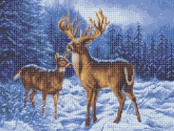 Рисунок на ткани КАРОЛИНКА арт. КБЖ-3037 Олени в зимнем лесу 27х35,5 см