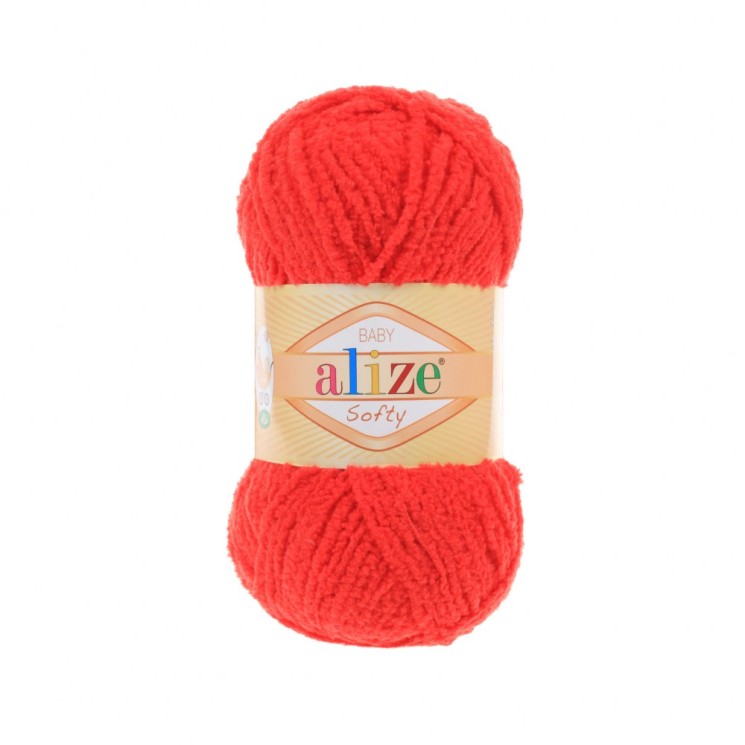Пряжа для вязания Ализе Softy (100% микрополиэстер) 5х50г/115м цв.104 красный