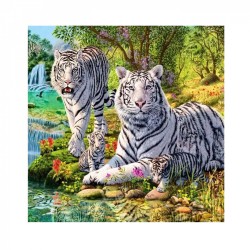Картины по номерам Molly арт.KH0367 Семейство белых тигров (19 цветов) 30х30 см