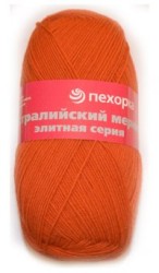 Пряжа для вязания ПЕХ "Австралийский меринос" (95% мериносовая шерсть, 5% акрил высокообъемный) 5х100г/400м цв.189 ярк.оранжевый