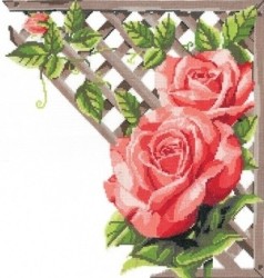 Набор для вышивания мулине НИТЕКС арт.0248 Ветвистая красная роза 32х32 см