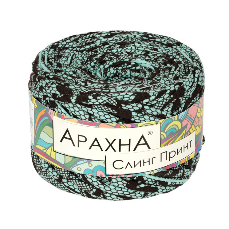 Пряжа ARACHNA Sling Print (100% хлопок) 6х160г/50м цв. 021 кружево-бирюзовый