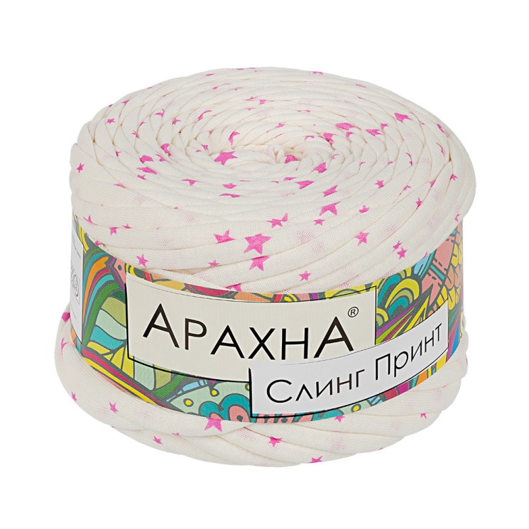 Пряжа ARACHNA Sling Print (100% хлопок) 6х160г/50м цв. 003 звёздочка-розовый