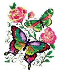 Набор для вышивания ЧУДЕСНАЯ ИГЛА арт.42-04 Бабочки и розы 14х18см