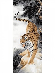 Картина по номерам с цветной схемой на холсте Molly арт.KHS0018 Панно. Амурский тигр (25 цветов) 35х90 см