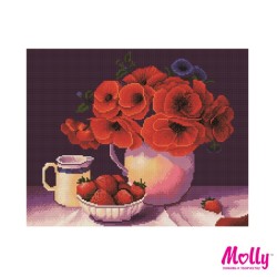 Картины мозаикой Molly арт.GJ993 Красный акцент (35 Цветов) 40х50 см упак