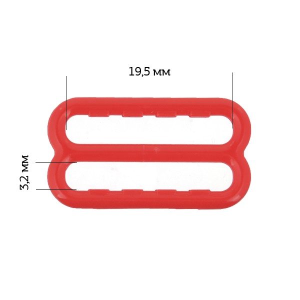 Пряжка регулятор для бюстгальтера пластик ARTA.F.SF-3-1 19,5мм цв.100 красный, уп.50шт