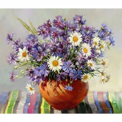 Картины мозаикой Molly арт.KM0246 Бузин. Васильки (40 цветов) 40х50 см