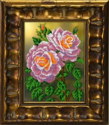 Набор для вышивания бисером ВЫШИВАЕМ БИСЕРОМ арт.В112 Розовые розы 19/5х26/5 см упак (1 шт)