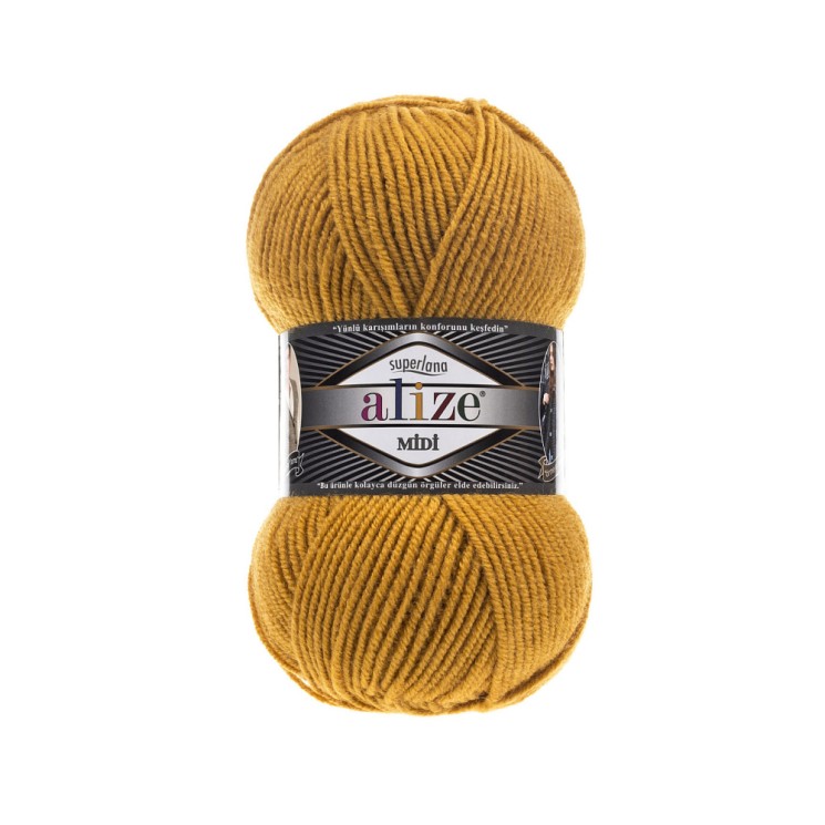 Пряжа для вязания Ализе Superlana midi (25% шерсть, 75% акрил) 5х100г/170м цв.002 шафран