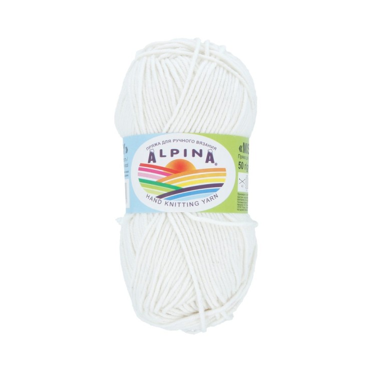 Пряжа ALPINA MISTY (70% хлопок, 30% шерсть) 10х50 г/105м цв.01 белый