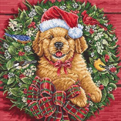 Набор для вышивания LETI арт. L8053 Рождественский щенок 26х26 см