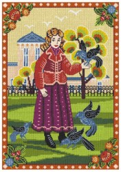 Набор для вышивания мулине НИТЕКС арт.0265 Девочка и голуби 21х30 см