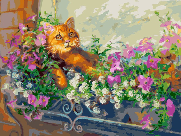 Картины по номерам Белоснежка арт.БЛ.340-AS Любимый кот на отдыхе 30х40 см