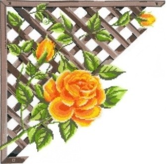 Набор для вышивания мулине НИТЕКС арт.0249 Ветвистая желтая роза 32х32 см