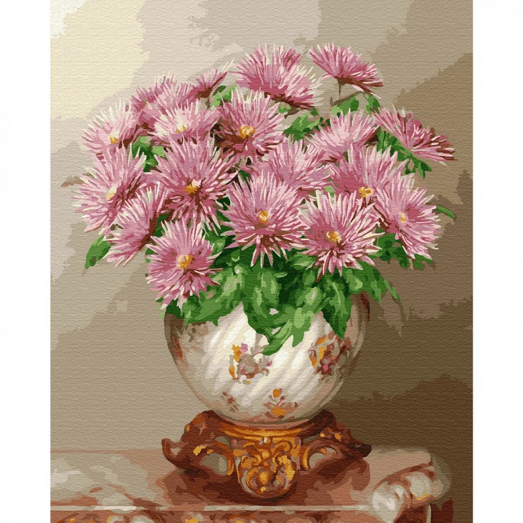 Картины по номерам на дереве Molly арт.KD0715 Бузин. Розовые астры (29 цветов) 40х50 см