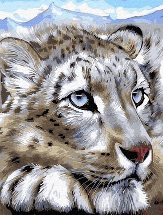 Картина по номерам с цветной схемой на холсте Molly арт.KK0695 Снежный леопард 30х40 см