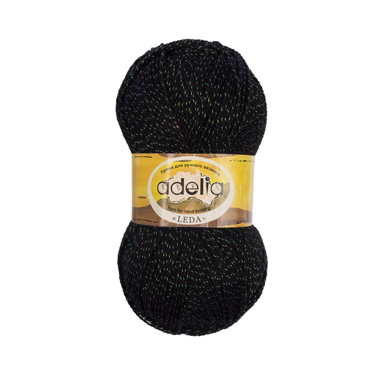 Пряжа ADELIA LEDA (99% акрил/ 1% люрекс) 5х100г/340м цв.215 ЧЕРНЫЙ