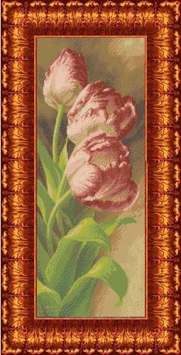 Рисунок на ткани КАРОЛИНКА арт. КБЦ-2002 Тюльпаны 21,5х54,3 см