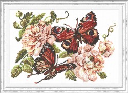 Набор для вышивания ЧУДЕСНАЯ ИГЛА арт.42-06 (В-074) Пионы и бабочки 27х20 см