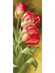 Картина по номерам с цветной схемой на холсте Molly арт.KHS0016 Панно. Красивые тюльпаны (31 цвет) 35х90 см