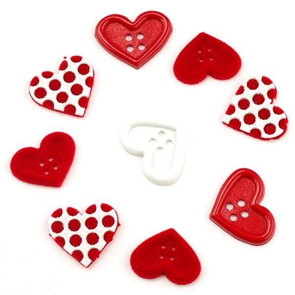 Набор пуговиц JESSE JAMES арт.3510 ASSORTED VALENTINE BUTTONS-GIFT OF LOVE упак (1 упак)