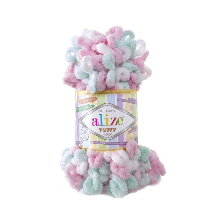 Пряжа для вязания Ализе Puffy color (100% микрополиэстер) 5х100г/9м цв.6052