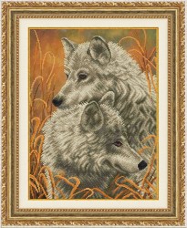 Рисунок на ткани бисером БЛАГОВЕСТ арт.К-3510 Волки в колосках 31х44 см
