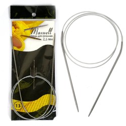 Спицы круговые для вязания на тросиках Maxwell Black 80 см арт.#12 2,5мм уп.10шт