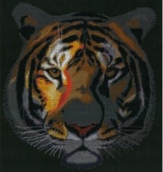 Набор для вышивания мулине НИТЕКС арт.0250 Тигр в ночи 35х37 см