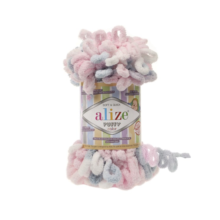 Пряжа для вязания Ализе Puffy color (100% микрополиэстер) 5х100г/9м цв.5864