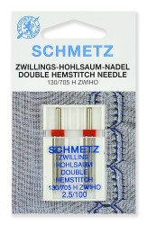 Иглы для мережки двойные Schmetz 130/705H ZWIHO № 100/2.5, уп.2 иглы